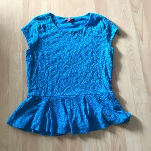 Vince Camuto Blue Lace Peplum Blouse